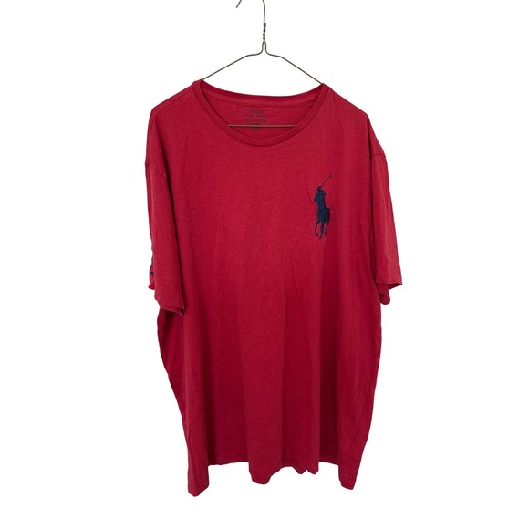 Mens Ralph Lauren T Shirt Red Big Pony Logo Tee - Picture 1 of 5